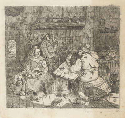 Uomini che giocano a carte e bevono in cucina da Willem Cornelis van Dijk