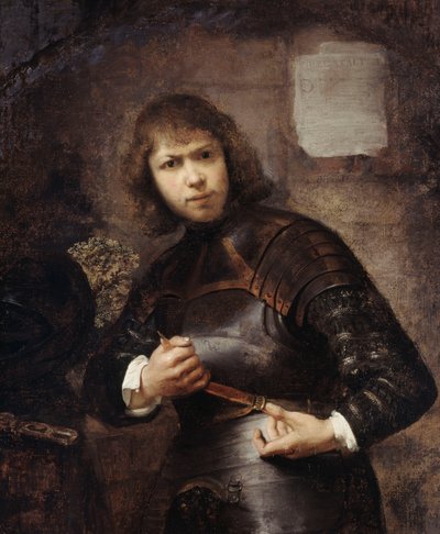 Un soldato in piedi a tre quarti di lunghezza che allaccia la cintura da Willem Drost