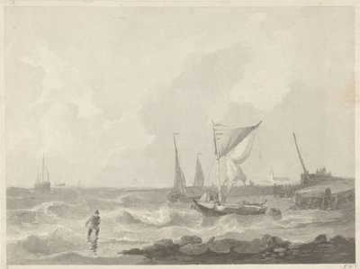 Barche da pesca vicino a un molo da Willem Hendrik Hoogkamer