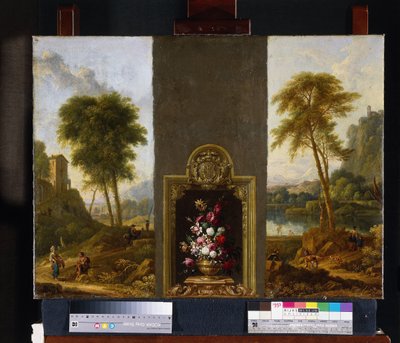 Natura morta floreale con monogramma da Willem Hendrik Wilhelmus van Royen (attributed to)