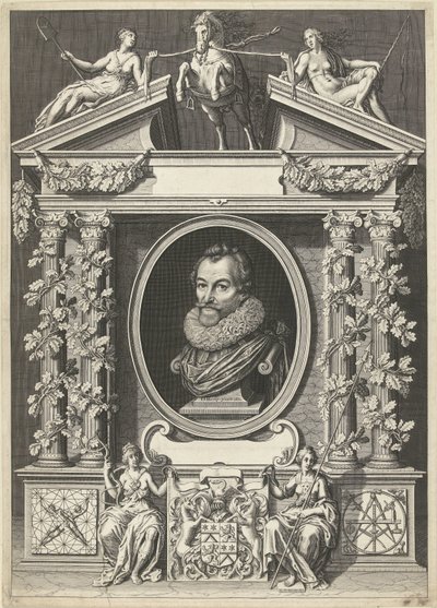 Ritratto di Gerard Thibault in cornice architettonica da Willem Jacobsz Delff