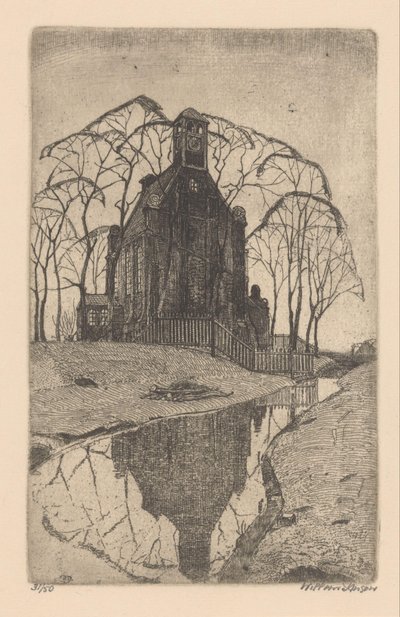 Chiesa del villaggio da Willem Jansen (graveur) (signed by artist)