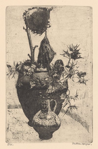 Natura morta con girasole secco da Willem Jansen (graveur) (signed by artist)