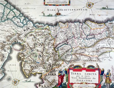 Mappa della Terra Santa, pubblicata ad Amsterdam, 1629 da Willem Janszoon Blaeu