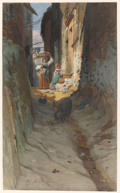 Vista di una piccola strada a Rocca di Papa da Willem Johann Martens