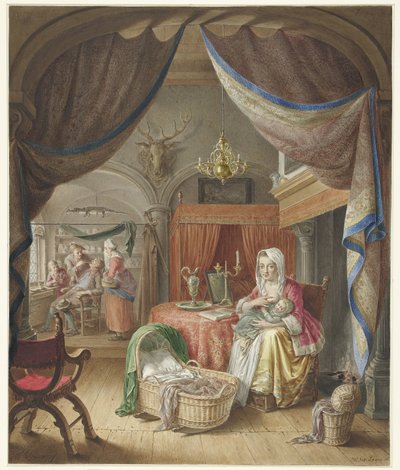 Madre con bambino al seno da Willem Joseph Laquy