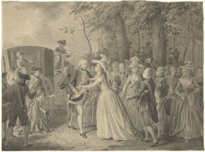 Incontro della principessa Guglielmina con suo fratello re Federico III di Prussia a Kleve, 1788 da Willem Joseph Laquy
