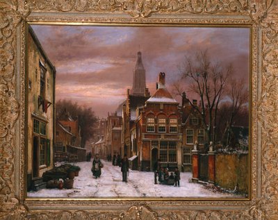 Scena invernale: una strada olandese con numerose figure da Willem Koekkoek