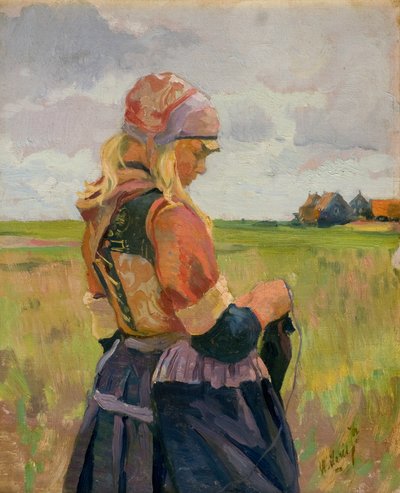 Giovane ragazza in un paesaggio [o ragazza olandese], c.1892-94 da Willem Maris