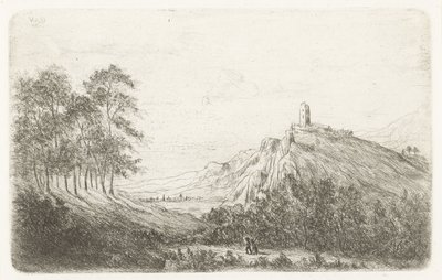 Paesaggio montano con castello sulla cima da Willem Matthias Jan van Dielen