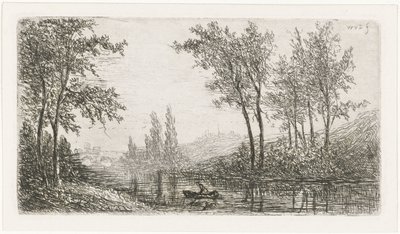 Paesaggio fluviale con barca da Willem Matthias Jan van Dielen
