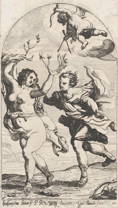 Dafne che fugge da Apollo, con Cupido sopra da Willem Panneels