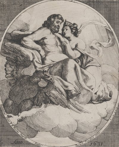 Giove e Giunone seduti sulle nuvole, con un
