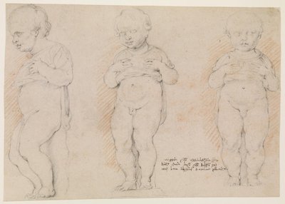Ragazzino. Tre studi dopo una scultura antica; vista laterale sinistra, vista frontale mezza girata a sinistra, e vista frontale da Willem Panneels