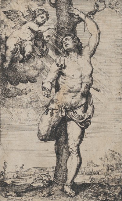 Il martirio di San Sebastiano, con angeli che lo incoronano in alto a sinistra, ca. 1620-32 da Willem Panneels