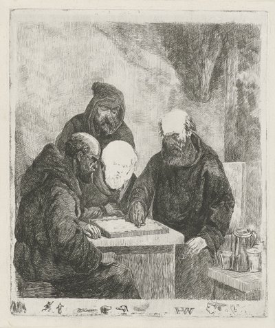 Monaci che giocano a dama da Willem Pieter Hoevenaar
