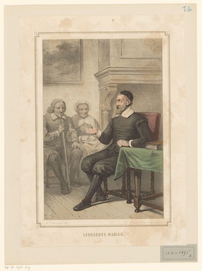 Leonardus Marius van der Goes parla a un uomo e una donna da Willem Pieter Hoevenaar