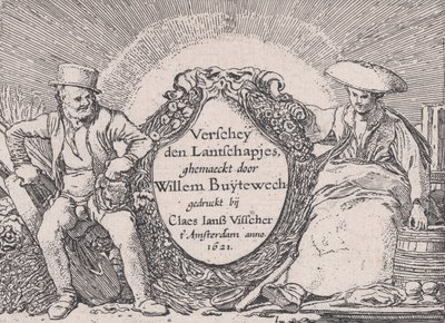 Pagina del titolo, da Verscheyden Landtschapjes Various Little Landscapes, Plate 1 da Willem Pietersz. Buytewech