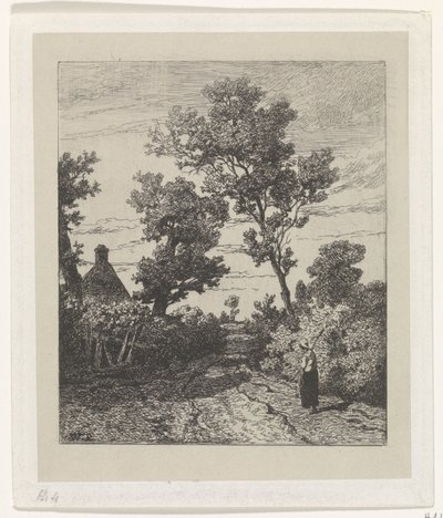 Contadina su una strada di campagna da Willem Roelofs (I)