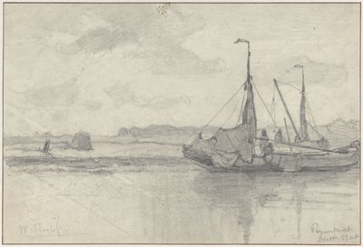 Barche da pesca in un paesaggio a Papendrecht da Willem Roelofs (I)