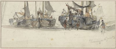 Barche da pesca sulla spiaggia di Scheveningen da Willem Roelofs (I)
