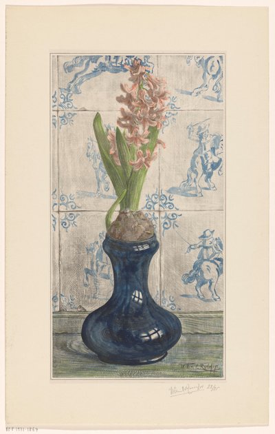 Giacinto in un vaso di vetro da Willem Roelofs (II) (signed by artist)
