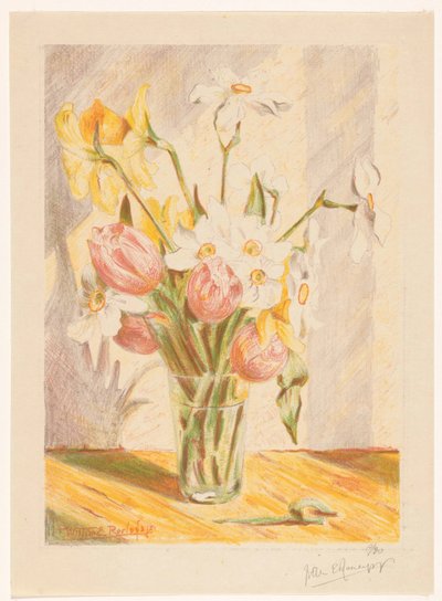 Tulipani e narcisi in un vaso da Willem Roelofs (II) (signed by artist)