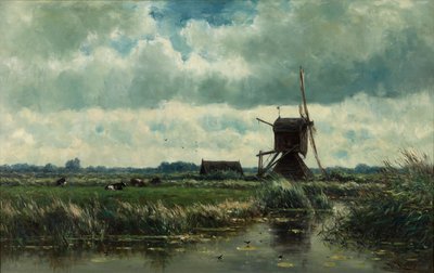 Paesaggio polder con mulino a vento vicino ad Abcoude da Willem Roelofs