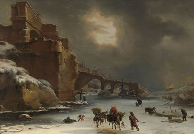 Mura della città in inverno, c.1650-70 da Willem Schellinks