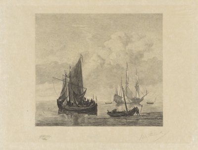 Barche a vela su mare calmo da Willem Steelink (II) (signed by artist)
