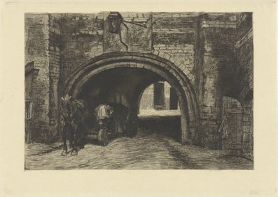 Veicolo con cavallo sotto un vecchio portale da Willem Steelink (II)