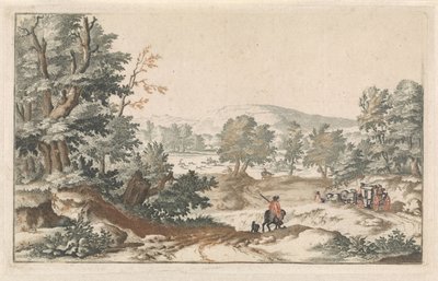 Paesaggio boscoso con una strada da Willem Swidde