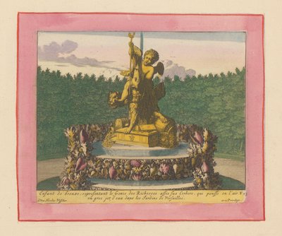 Brunnen mit einem Putto als Personifikation des Reichtums, sitzend auf Cerberus da Willem Swidde
