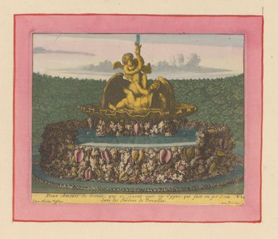 Brunnen mit zwei Putti, die mit einem Schwan spielen da Willem Swidde