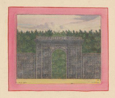 Rechteckiger Pavillon aus Lattenwerk mit Tor für eine Hecke in den Gärten von Versailles da Willem Swidde