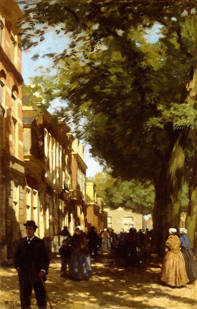 Mezzogiorno in una Strada Cittadina Affollata da Willem Tholen