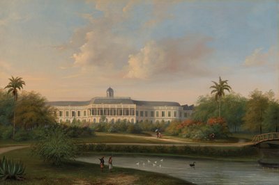 Vista posteriore del Palazzo di Buitenzorg prima del terremoto del 10 ottobre 1834 da Willem Troost (II)