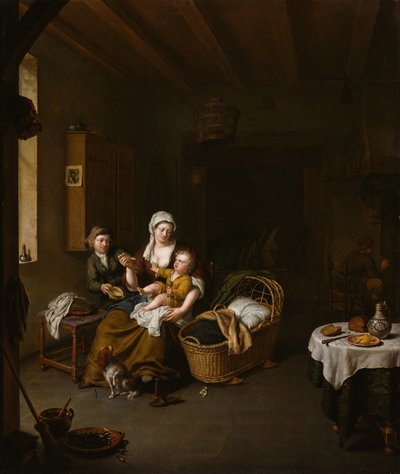 Una madre che allatta il suo bambino (La madre felice) da Willem Van Mieris
