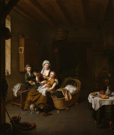 Una madre che allatta il suo bambino La madre felice, 1707 da Willem Van Mieris