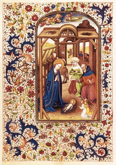 Scena della Natività nel "Libro delle Ore di Leonor de la Vega" da Willem Vrelant