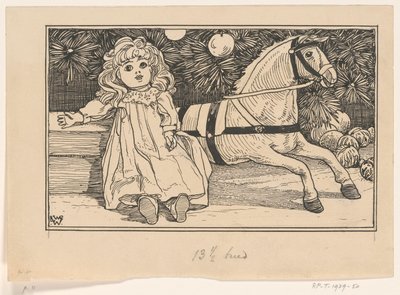 Bambola e cavallo giocattolo sotto un albero di Natale da Ludwig Willem Reymert Wenckebach