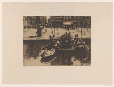 Barche ormeggiate al Damrak ad Amsterdam da Willem Witsen (signed by artist)