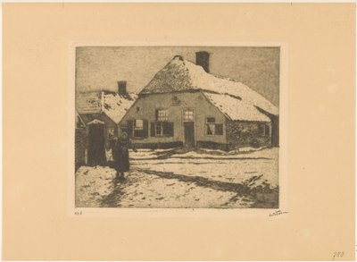Case innevate lungo una strada a Ede da Willem Witsen (signed by artist)