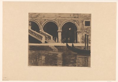 Vista sulla scalinata verso il Ponte di Rialto a Venezia da Willem Witsen (signed by artist)