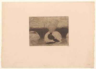 Barca da traino presso il Waterloo Bridge a Londra da Willem Witsen (signed by artist)