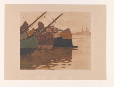 Turfschepen in het IJ da Willem Witsen (signed by artist)