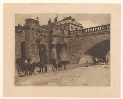 Carrozze in attesa presso il ponte di Waterloo a Londra da Willem Witsen (signed by artist)