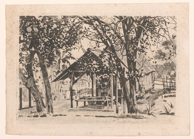 Edificio tra due alberi a Giava da Willem Arnoldus Witsen