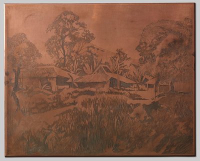 Buitenzorg, case del villaggio, Salak e Cedeh a destra sullo sfondo da Willem Arnoldus Witsen