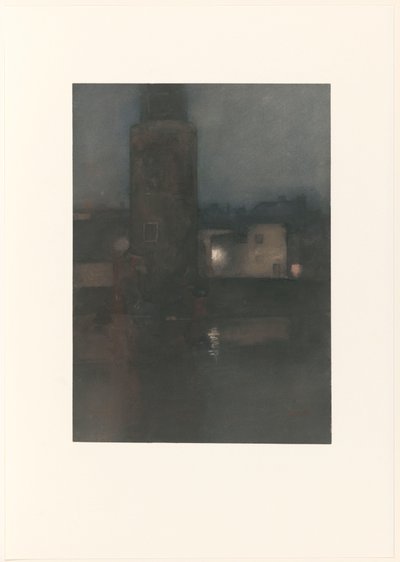 La Montelbaanstoren ad Amsterdam di notte da Willem Arnoldus Witsen